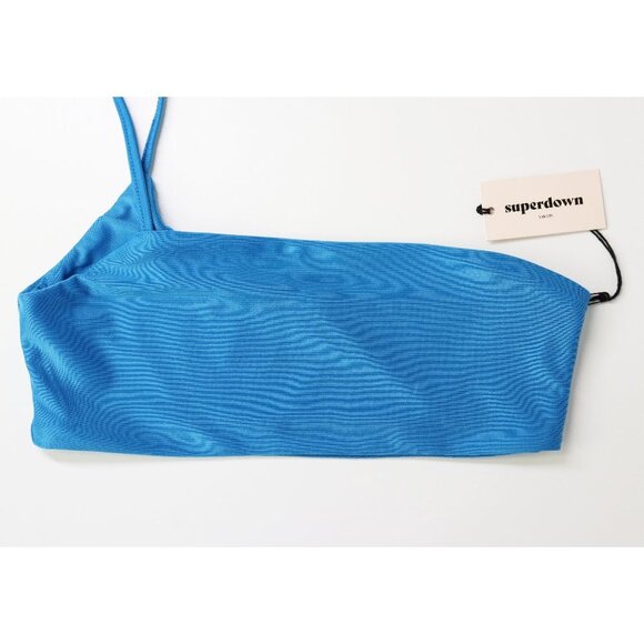 NWT‎ superdown Annette Bikini Top One Shoulder Swim Bathing Suit Teal XX Small - Picture 6 of 8